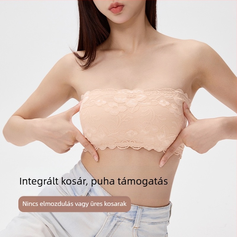 Csipkés csőtop válltalan – légáteresztő nylon, 13–18 éveseknek