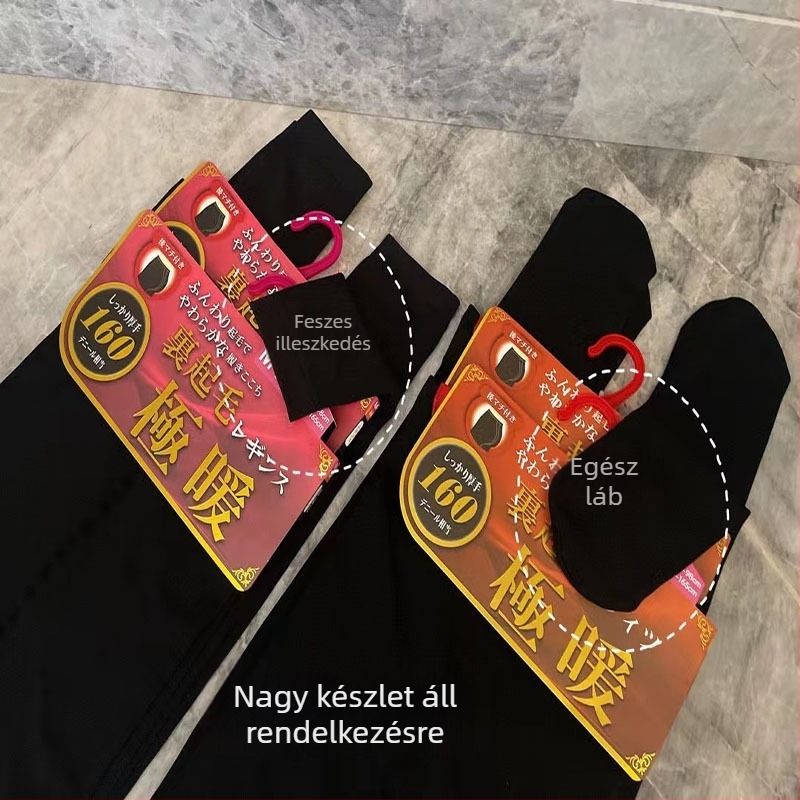 Meleg nylon harisnya fleece-bélés, hosszú csővel, közepes vastagságú, őszi-téli viselet