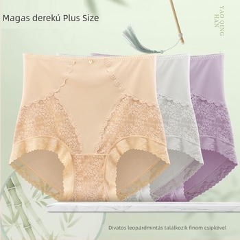 Plusz méretű női csipkés magas derekú alsónemű, haskontroll és csípőemelés