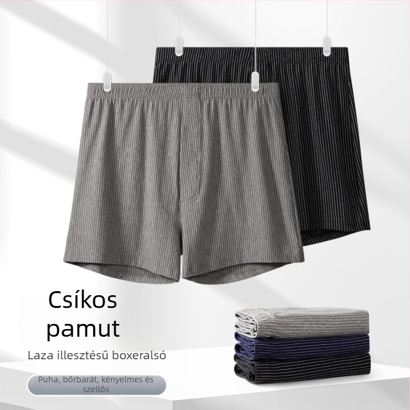 Férfi pamut rövidnadrág, plusz méret, laza szabás, vékony nyári otthoni alvóruha