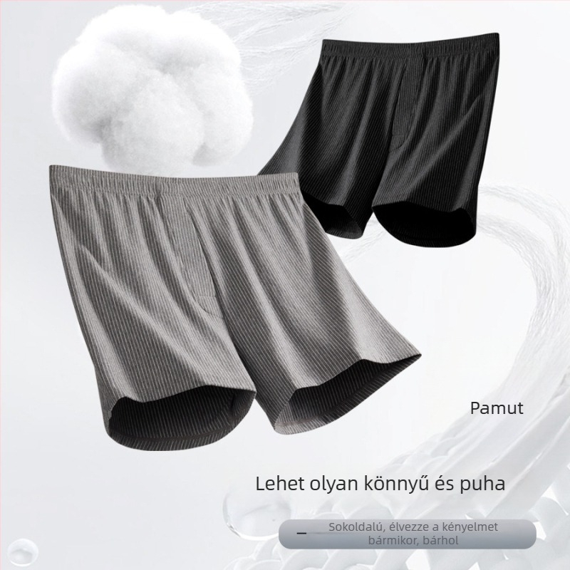Férfi pamut rövidnadrág, plusz méret, laza szabás, vékony nyári otthoni alvóruha