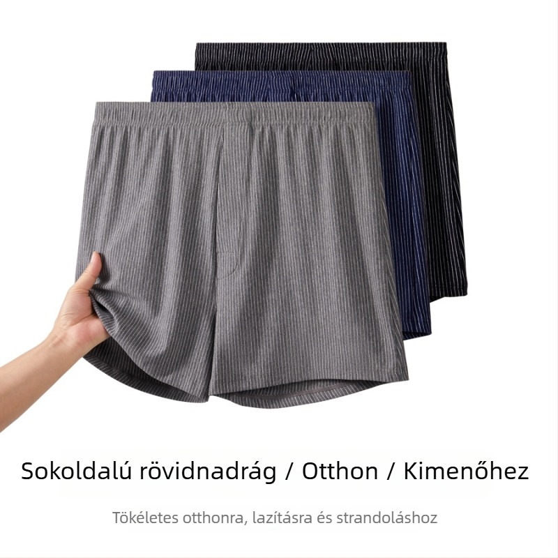 Férfi pamut rövidnadrág, plusz méret, laza szabás, vékony nyári otthoni alvóruha