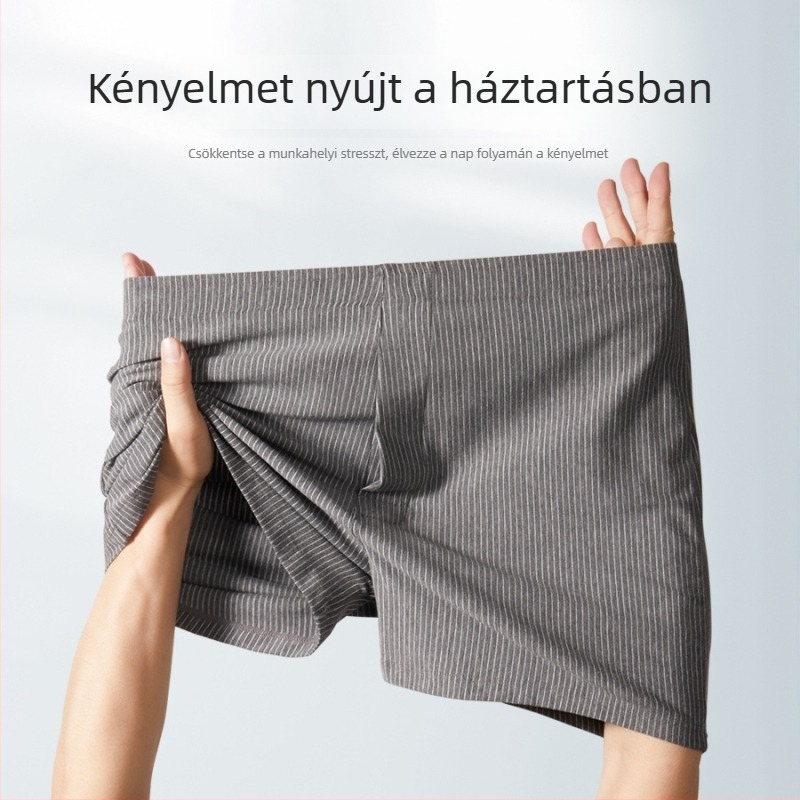 Férfi pamut rövidnadrág, plusz méret, laza szabás, vékony nyári otthoni alvóruha