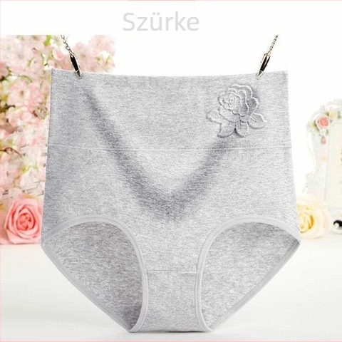 Női pamut bugyi, középmagas derekú, 3D domborított lótusz mintázat, fenékemelés és testformálás