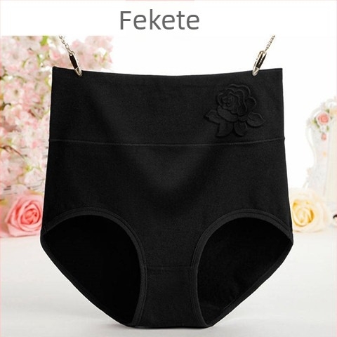 Női pamut bugyi, középmagas derekú, 3D domborított lótusz mintázat, fenékemelés és testformálás
