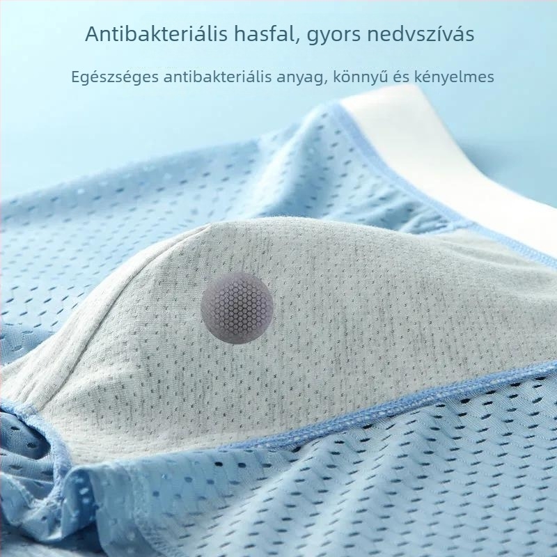 Férfi boxeralsó – légáteresztő, gyorsan száradó poliészterből készült, kötött hálós anyag, középmagas derék, betűk/számok mintázat