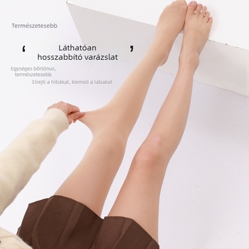 Bársonyos fleece-betétes női harisnyanadrág ősz-tél, vastag, karcsúsító, anti-snag, bőr színű, külső viseletre, hatás a meztelen lábakra