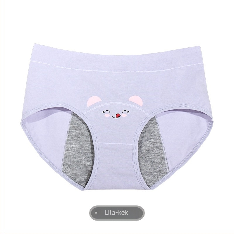 Barney higiénikus női alsó menstruáció idejére, szivárgás elleni védelem, anyaga 95% pamut, belső 100% pamut, középmagas derekú, tinédzser lányok számára