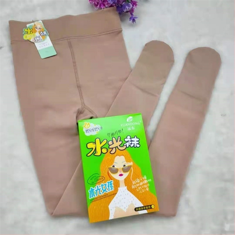 Far East 7612 Bélelt nylon harisnya lábfejjel nőknek, egyszínű mintázat, közepes vastagság
