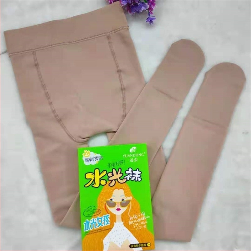 Far East 7612 Bélelt nylon harisnya lábfejjel nőknek, egyszínű mintázat, közepes vastagság