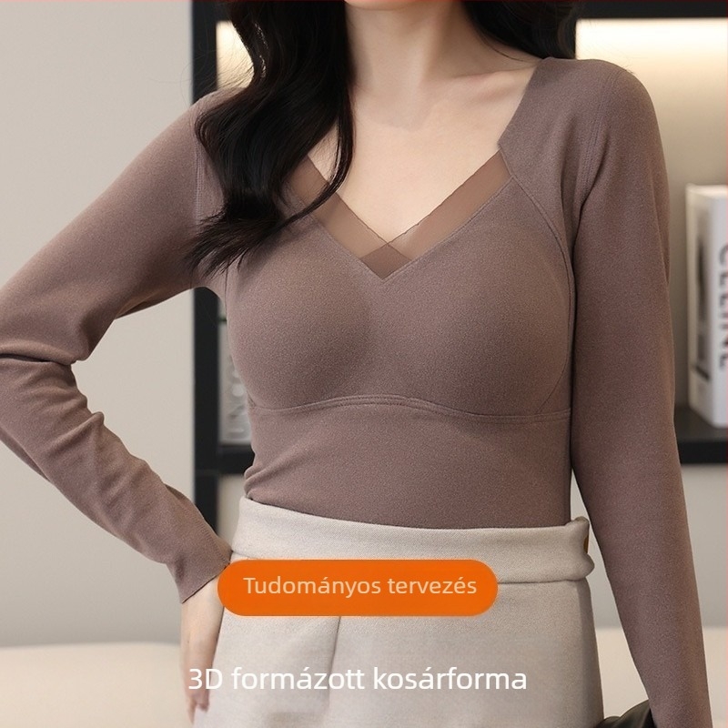 Női melegítő mellény kerek nyakkal, fix mellpadokkal, fleece béléssel, két réteg, fekete-szürke