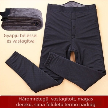 Férfi melegítő nadrág fleece-beléssel, magas derekú, karcsú szabás, alapszintű alsóruha, plusz méret