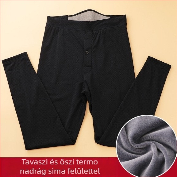 Férfi melegítő nadrág fleece-beléssel, magas derekú, karcsú szabás, alapszintű alsóruha, plusz méret