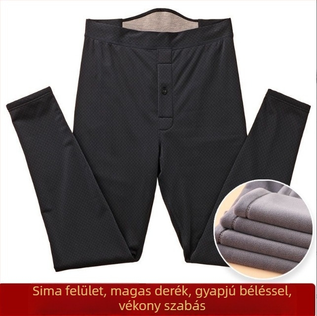 Férfi melegítő nadrág fleece-beléssel, magas derekú, karcsú szabás, alapszintű alsóruha, plusz méret