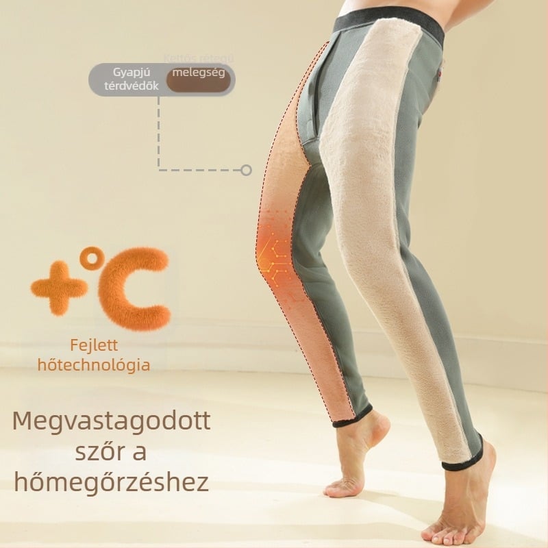 Fűtő nadrág fleece-beléssel (két rétegű; extra vastag 501–600 g/m²; 50–70% gyapjú; szélálló)