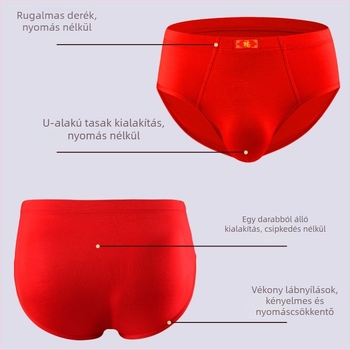 Modal piros férfi briefs középmagasságú, lazán szabott, légáteresztő, plusz méret