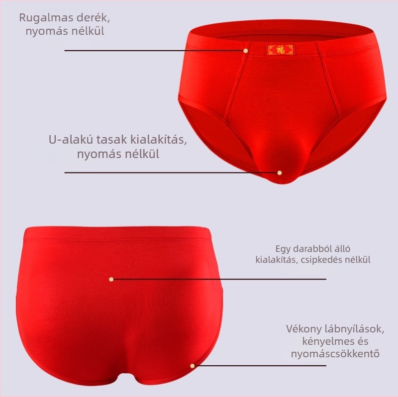 Modal piros férfi briefs középmagasságú, lazán szabott, légáteresztő, plusz méret