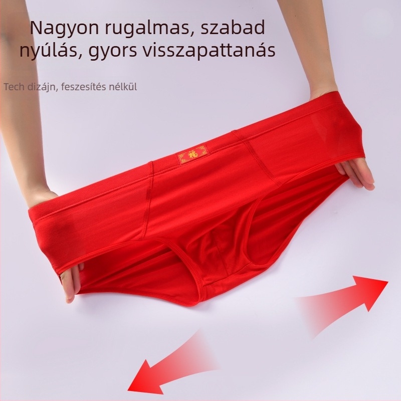 Modal piros férfi briefs középmagasságú, lazán szabott, légáteresztő, plusz méret