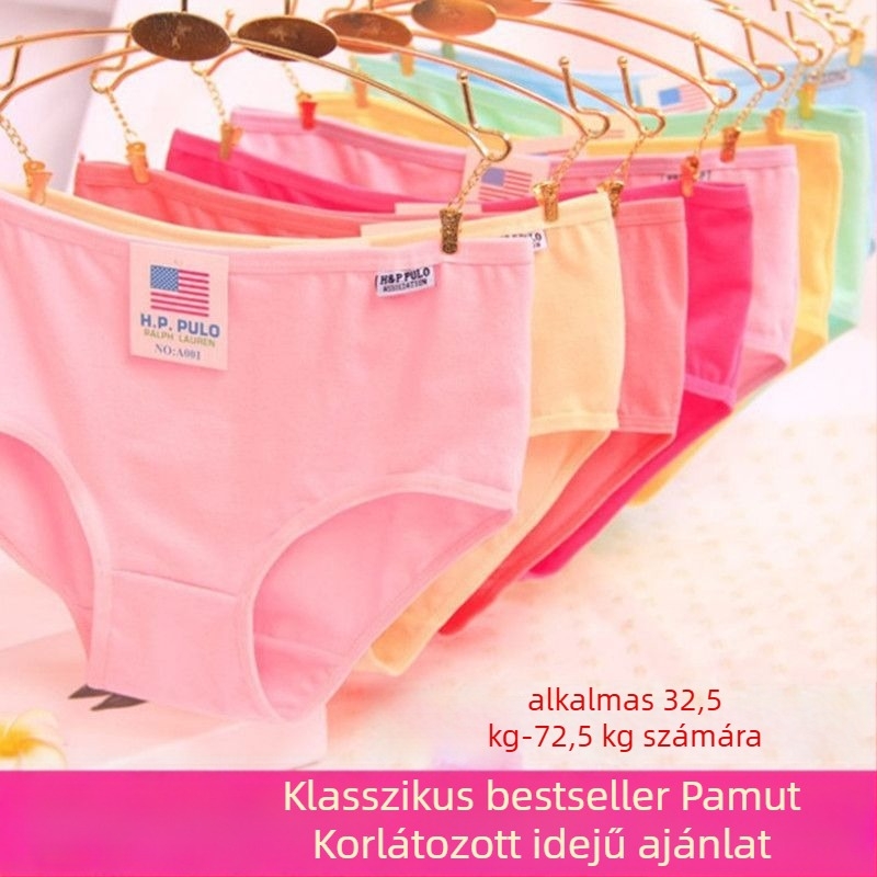 Női pamut alsónemű csipével, alacsony derekú, 90–95% pamut, 5 darabos készlet