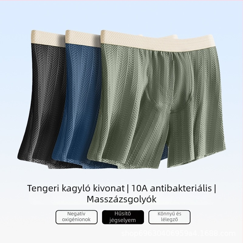 Férfi antibakteriális Ice Silk nylon otthoni nadrág, középmagas derekú, lélegző, nylon tartalom 80-90%