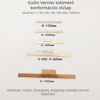 Vernier tolókaliper kiegészítő vas dugóval és réz lemezzel, skála 0-150-200-300-1000-1000