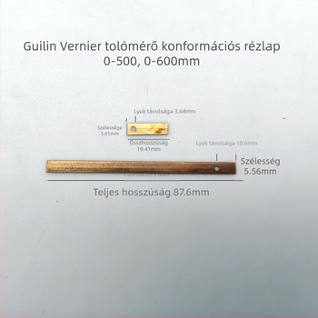 Vernier tolókaliper kiegészítő vas dugóval és réz lemezzel, skála 0-150-200-300-1000-1000