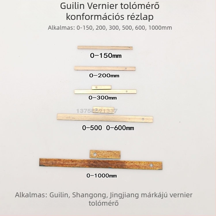 Vernier tolókaliper kiegészítő vas dugóval és réz lemezzel, skála 0-150-200-300-1000-1000