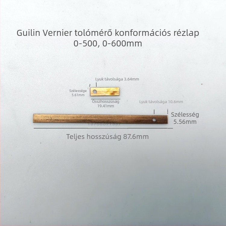 Vernier tolókaliper kiegészítő vas dugóval és réz lemezzel, skála 0-150-200-300-1000-1000