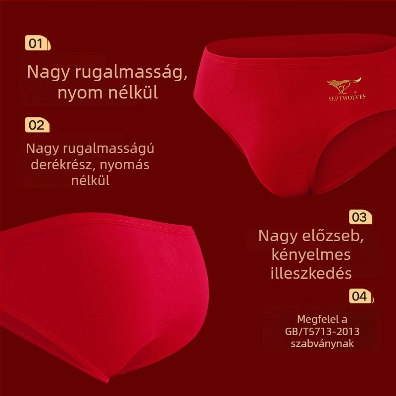 Septwolves férfi pamut antibakteriális piros alsónemű – 4 darabos doboz