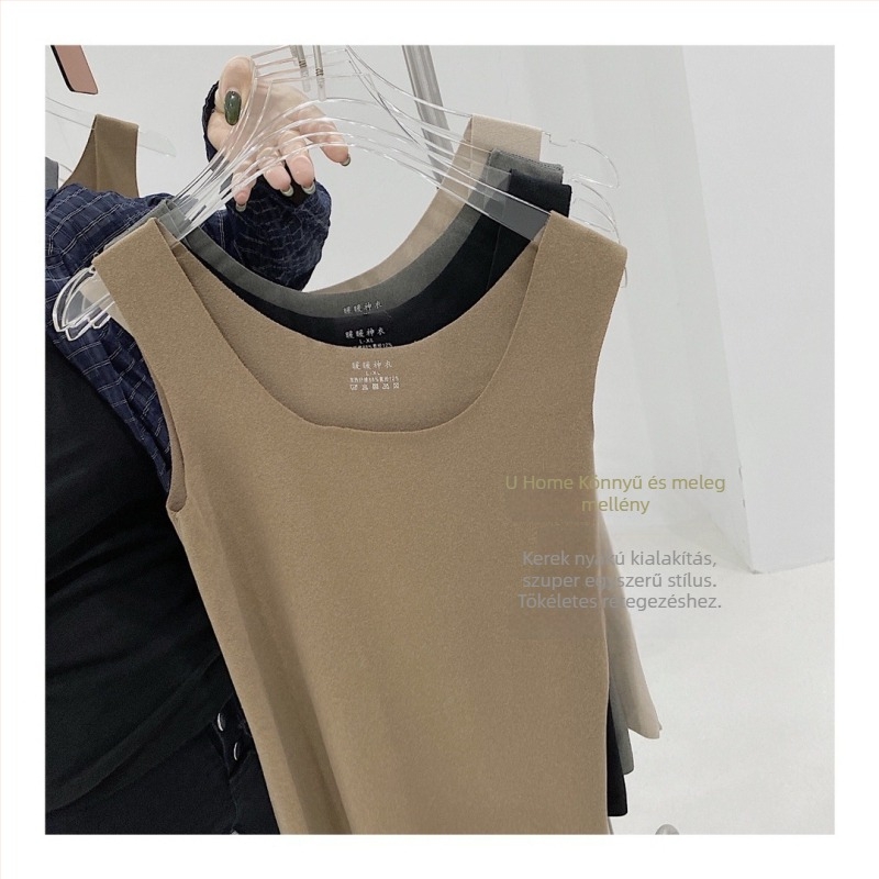 Ingeya Női meleg mellény, varrás nélküli, kerek nyakú, pulóver-stílusú, egy rétegű, vast anyag ~250 g/m2, 88% pamut Spandex/Lycra