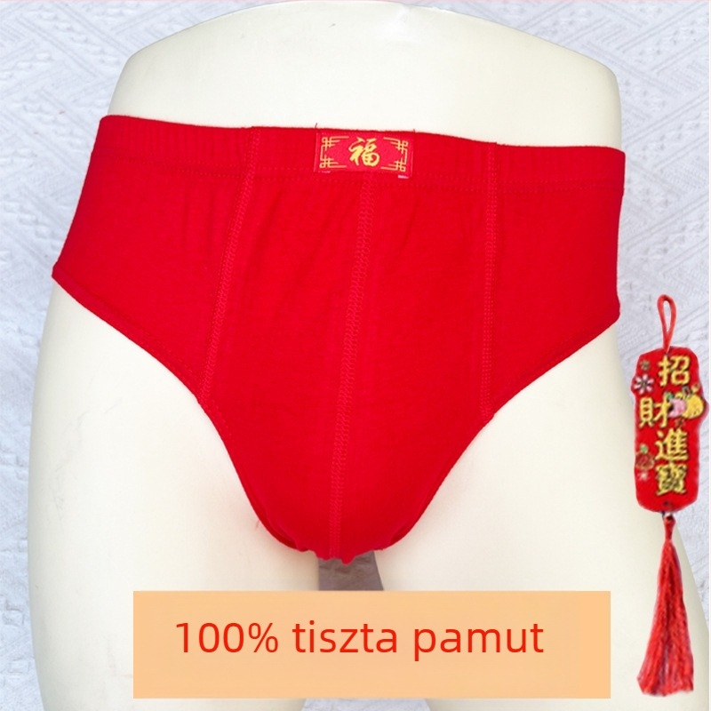 100% pamut férfi alsónemű, piros, középmagas derekú, kényelmes