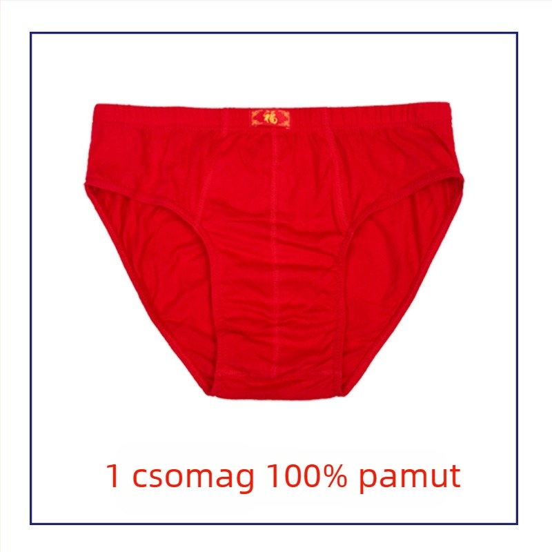100% pamut férfi alsónemű, piros, középmagas derekú, kényelmes