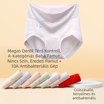 Magas derekú női alsónemű, 100% pamut, intim rész 100% pamut, antibakteriális, lélegző, festékmentes