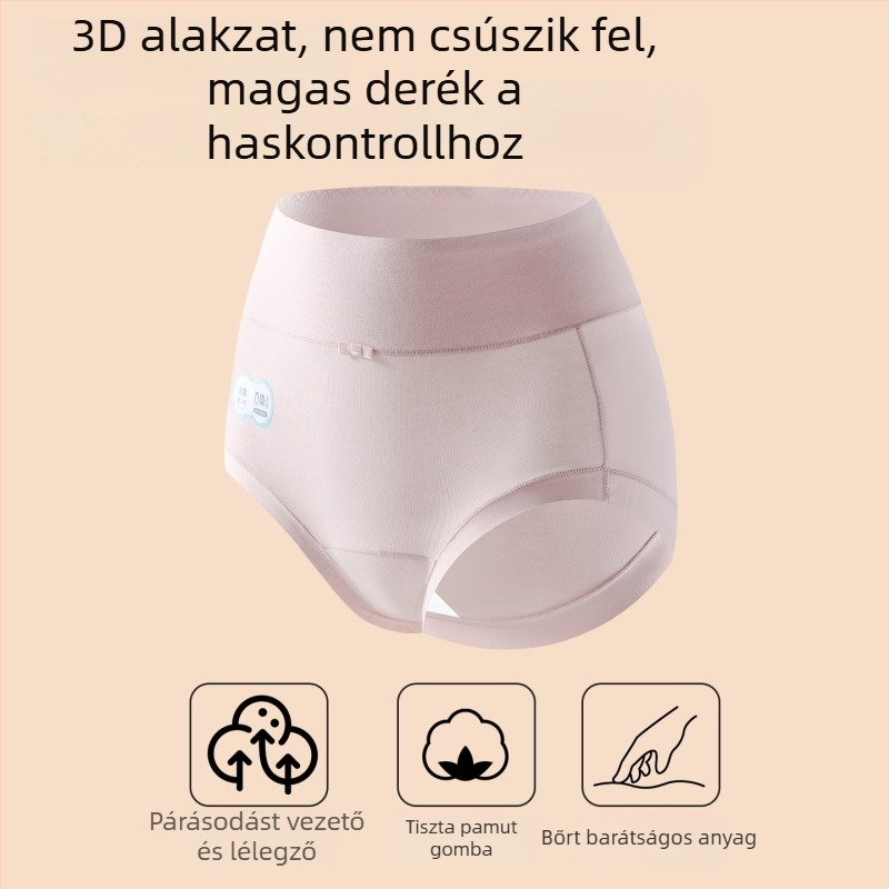 Magas derekú női alsónemű, 100% pamut, intim rész 100% pamut, antibakteriális, lélegző, festékmentes