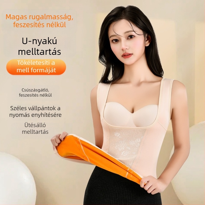 Női őszi–téli formázó termo felső push‑up melltámasz, velúr bélés és vastagabb meleg alapréteg