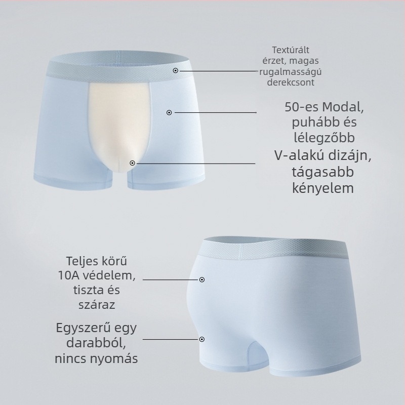 Férfi modal 50S boxer alsónemű - lélegző, kötött anyag, középmagas derék, viszkóz betét a szemérem területén, egyszínű