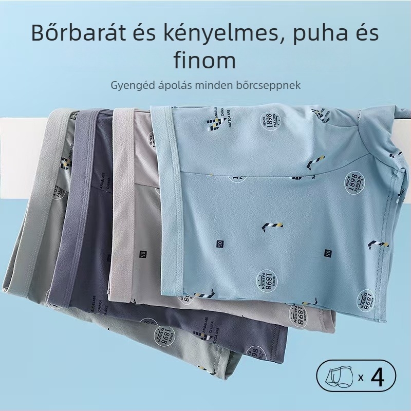 Férfiaknak plusz méretű boxeralsó, antibakteriális, középmagasságú, lélegző, gyorsan száradó, egyszínű, poliészter