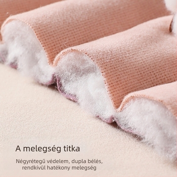 Női 100% gyapjú töltésű termo alsó készlet, téli fleece-béléssel, rendkívül vastag, háromrétegű
