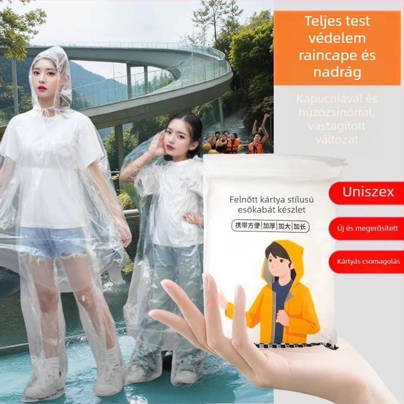 Kártya-stílusú esőponcsó, EVA anyag, normál vastagság, felnőttek és gyerekek számára, túrázás