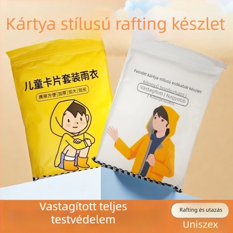 Kártya-stílusú esőponcsó, EVA anyag, normál vastagság, felnőttek és gyerekek számára, túrázás