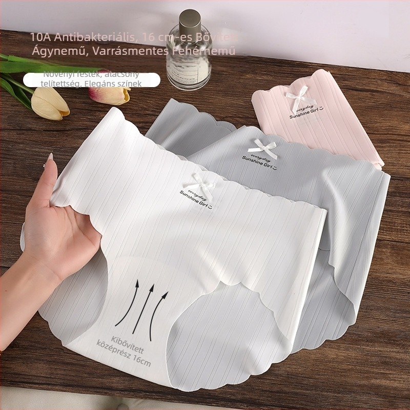 Női Ice Silk alsónemű, középmagas derék, nylon anyagú, pamut bélés a szeméremrésznél, 31–40D, lélegző és gyorsan száradó