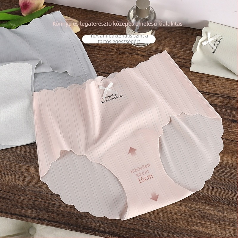 Női Ice Silk alsónemű, középmagas derék, nylon anyagú, pamut bélés a szeméremrésznél, 31–40D, lélegző és gyorsan száradó