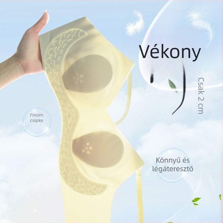 Vékony, varrás nélküli melltartó nagyobb mellekhez, optikailag karcsúbb vonal, kosarak nyuszifül formájú, oldalsó tömörítés, merevítő nélkül, nagy méret
