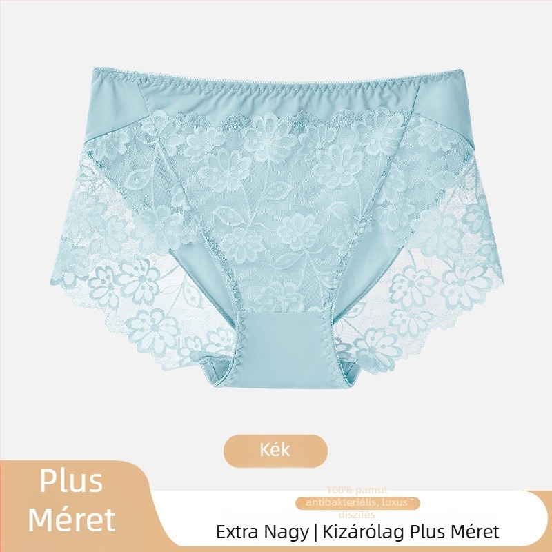 Női csipkés alsónemű virágos mintával, nylon csipke anyagból, ágyék része 100% pamut, középmagas derekú, jacquard szövés
