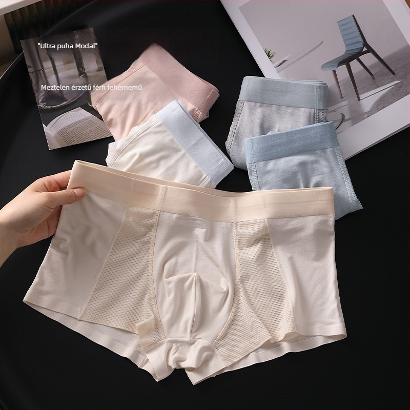 Férfiak számára készült modal pamutból, lélegző, varrat nélküli boxer brief, laza szabás, nagy méret