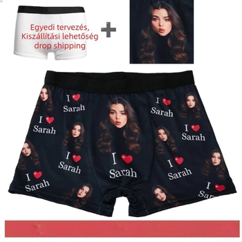 Férfi boxeralsó 3D-s digitális nyomással, képpel alapuló POD-testreszabás, Milk Silk anyag, kötött szövet, középmagas derék