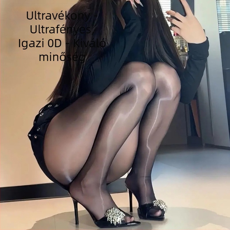 Aurora 0D ultra vékony, fényes nylon harisnya, nyári, varrat nélküli, átlátszó