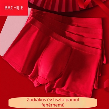 100% pamut férfi boxerek, lazább fazon, nagy méret, piros