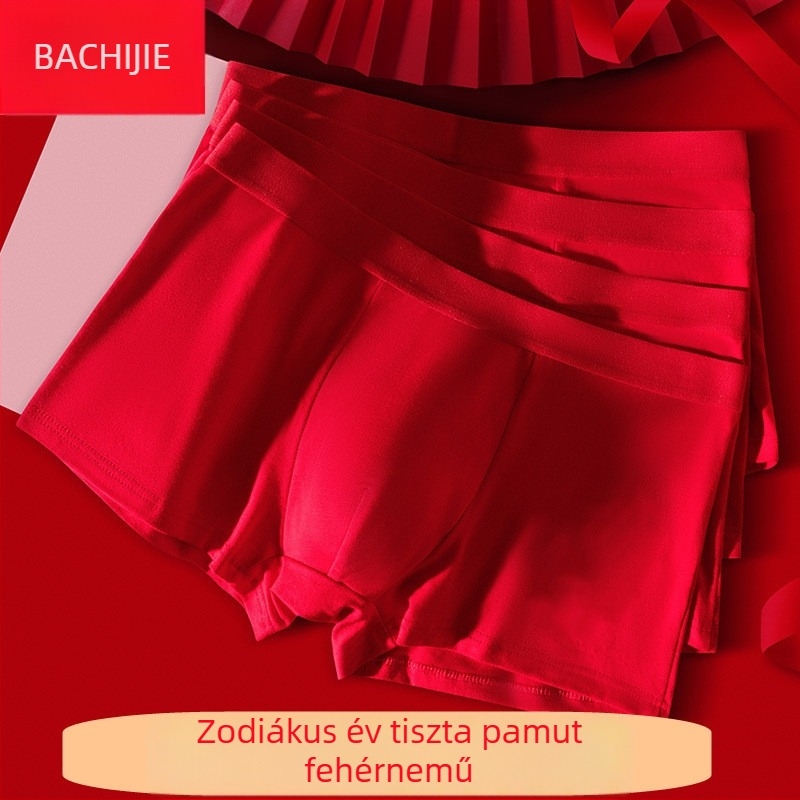 100% pamut férfi boxerek, lazább fazon, nagy méret, piros