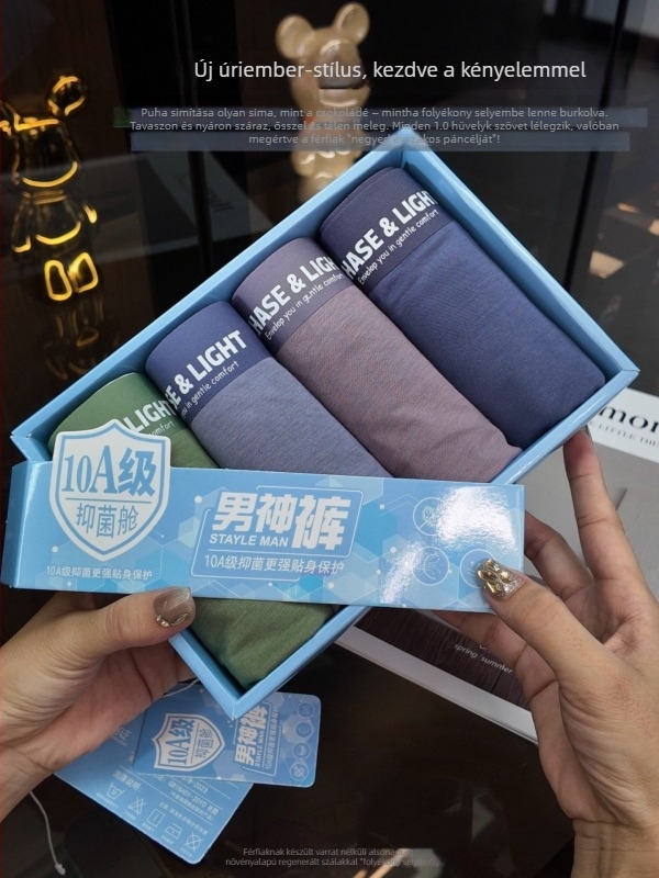 Férfi varrás nélküli boxeralsó U-formájú zsebével, antimikrobiális, lélegző, regenerált cellulóz rostból